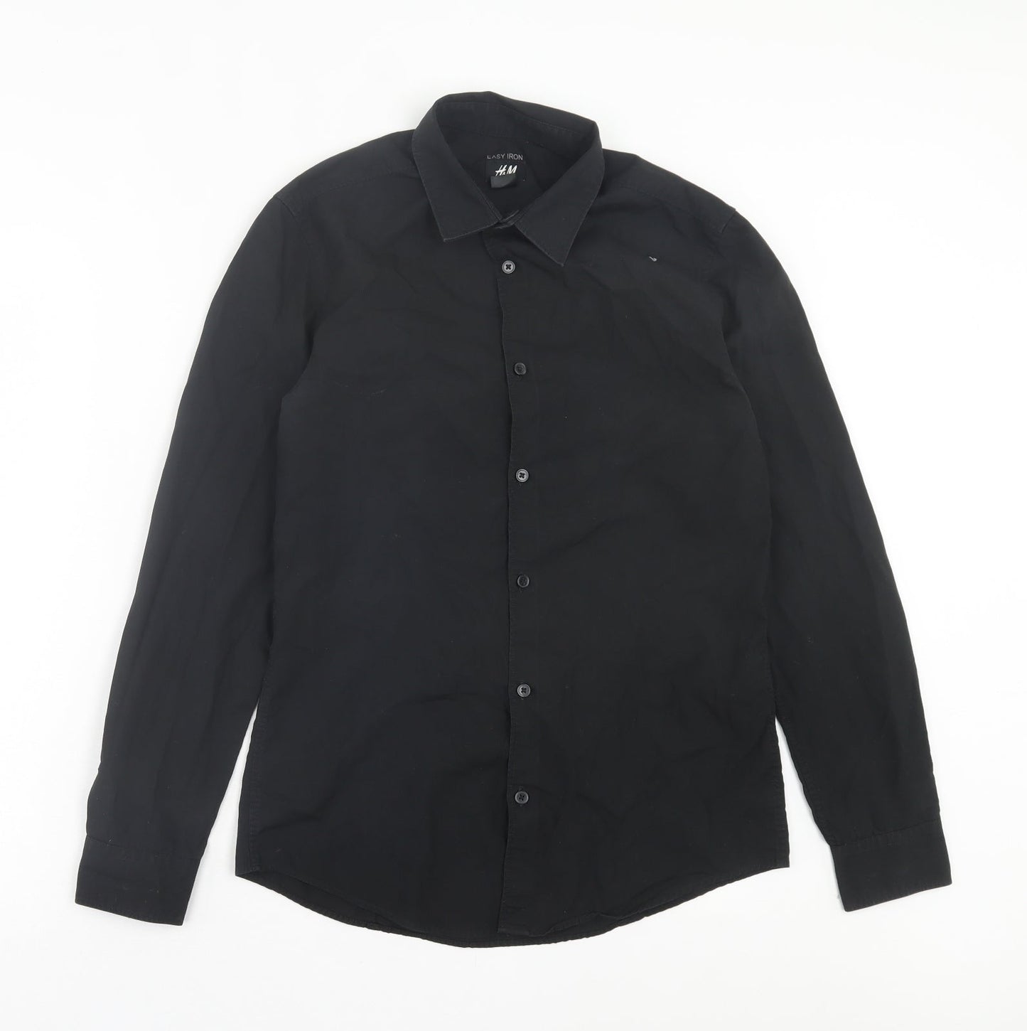 Mens UK Size S H&M Black  Button-Up Long Sleeve Casual Shirt