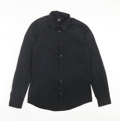 Mens UK Size S H&M Black  Button-Up Long Sleeve Casual Shirt