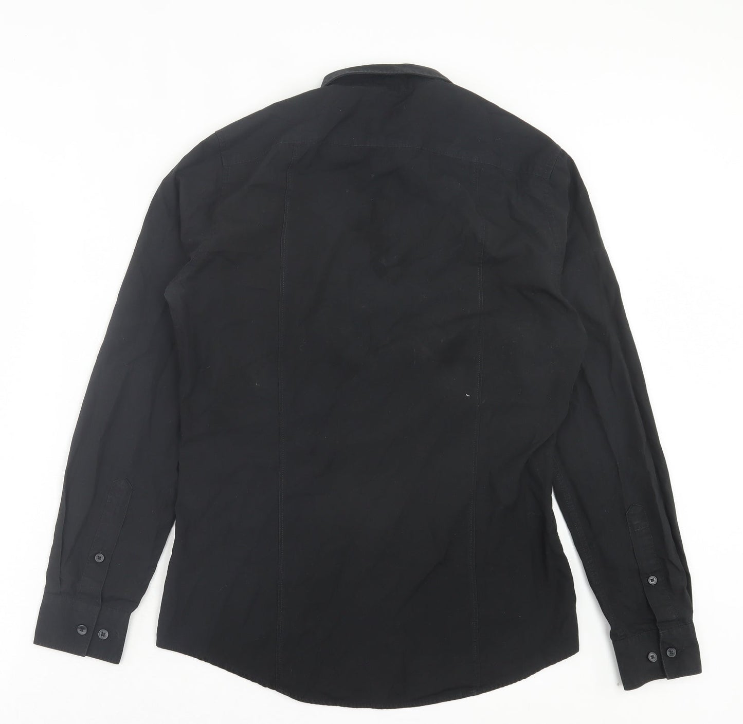 Mens UK Size S H&M Black  Button-Up Long Sleeve Casual Shirt