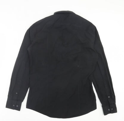 Mens UK Size S H&M Black  Button-Up Long Sleeve Casual Shirt