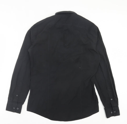 Mens UK Size S H&M Black  Button-Up Long Sleeve Casual Shirt