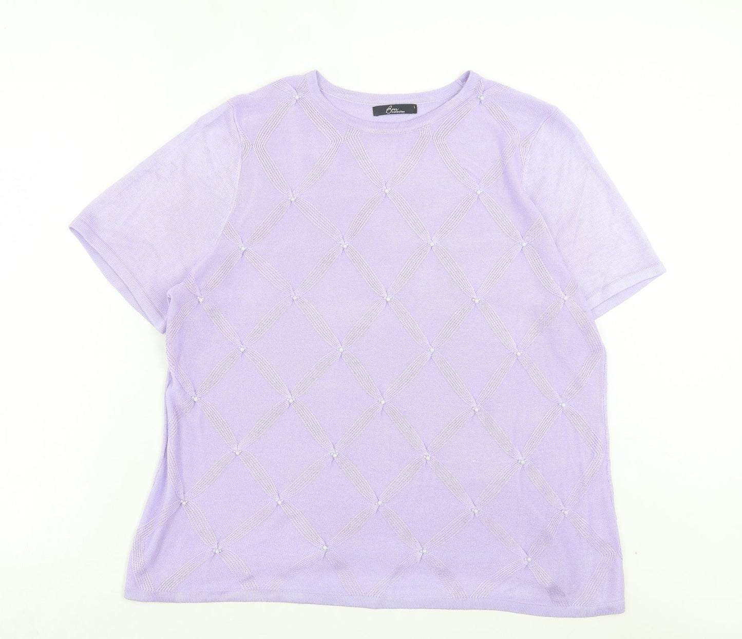 Womens UK Size L Bonmarch Purple Basic T-Shirt