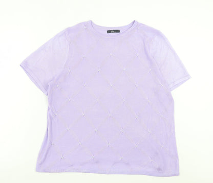 Womens UK Size L Bonmarch Purple Basic T-Shirt