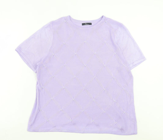 Womens UK Size L Bonmarch Purple Basic T-Shirt