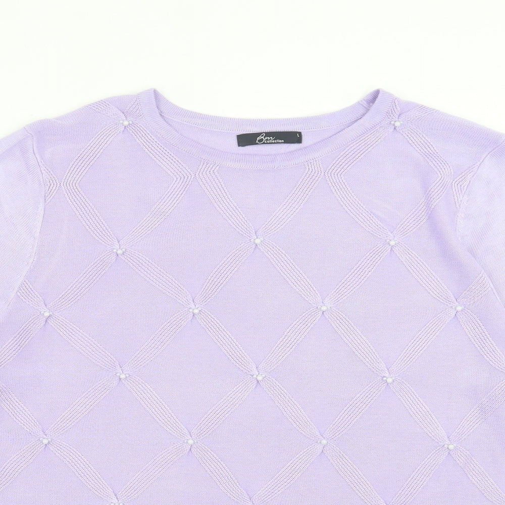 Womens UK Size L Bonmarch Purple Basic T-Shirt