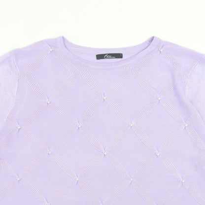Womens UK Size L Bonmarch Purple Basic T-Shirt