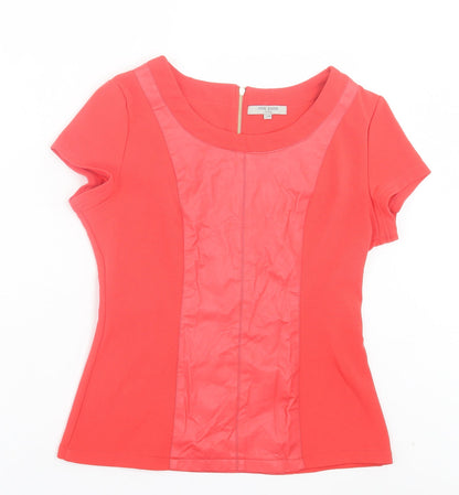 Pink Boom Womens Pink Polyester Basic T-Shirt Size S Crew Neck