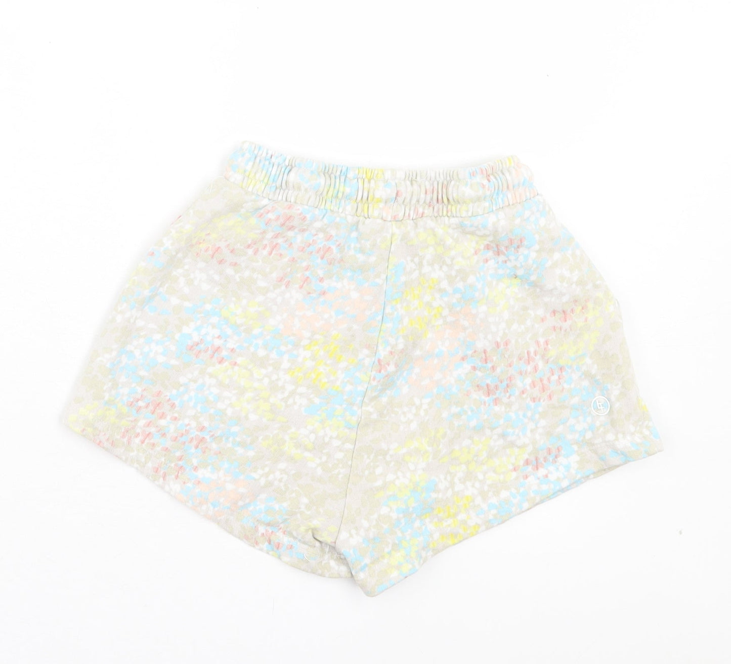Leigh Tucker Girls Multicoloured Geometric Cotton Sweat Shorts Size 9-10 Years Regular Drawstring
