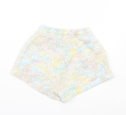 Leigh Tucker Girls Multicoloured Geometric Cotton Sweat Shorts Size 9-10 Years Regular Drawstring