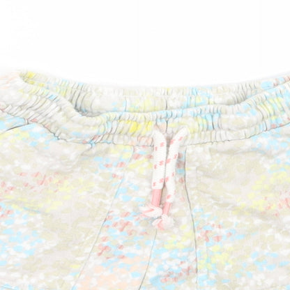 Leigh Tucker Girls Multicoloured Geometric Cotton Sweat Shorts Size 9-10 Years Regular Drawstring