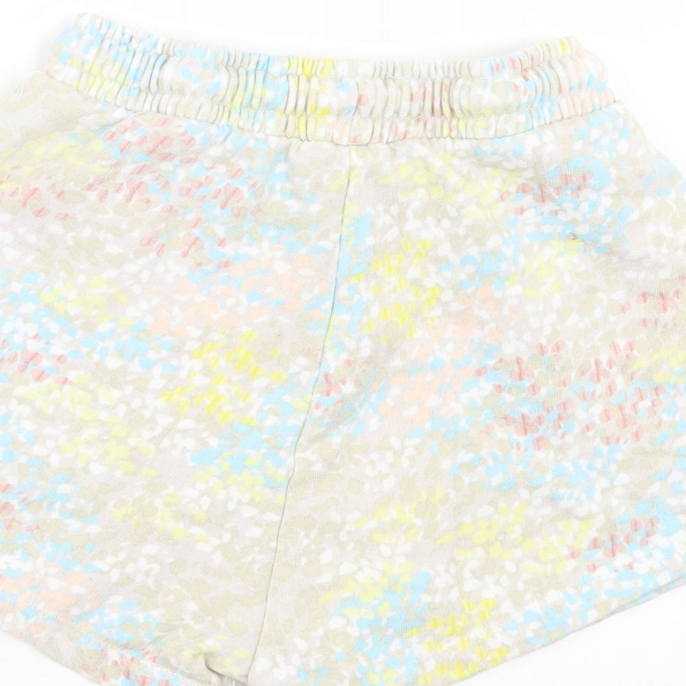 Leigh Tucker Girls Multicoloured Geometric Cotton Sweat Shorts Size 9-10 Years Regular Drawstring