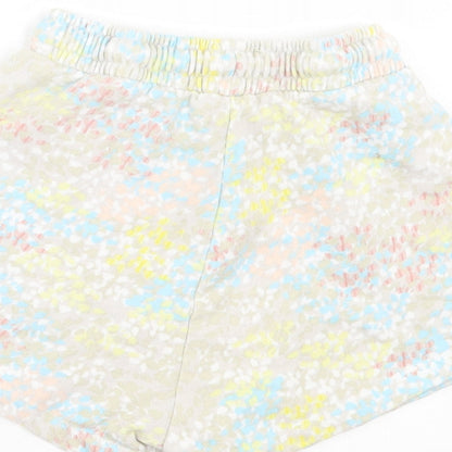 Leigh Tucker Girls Multicoloured Geometric Cotton Sweat Shorts Size 9-10 Years Regular Drawstring