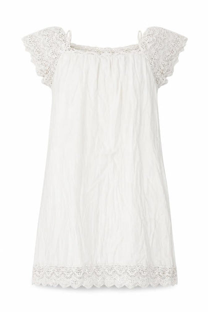 Preworn Womens White Cotton A-Line Size L Square Neck