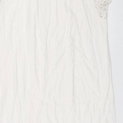 Preworn Womens White Cotton A-Line Size L Square Neck