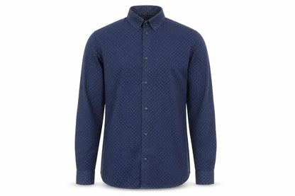 NEXT Mens Blue Geometric Cotton Button-Up Size S Collared Button