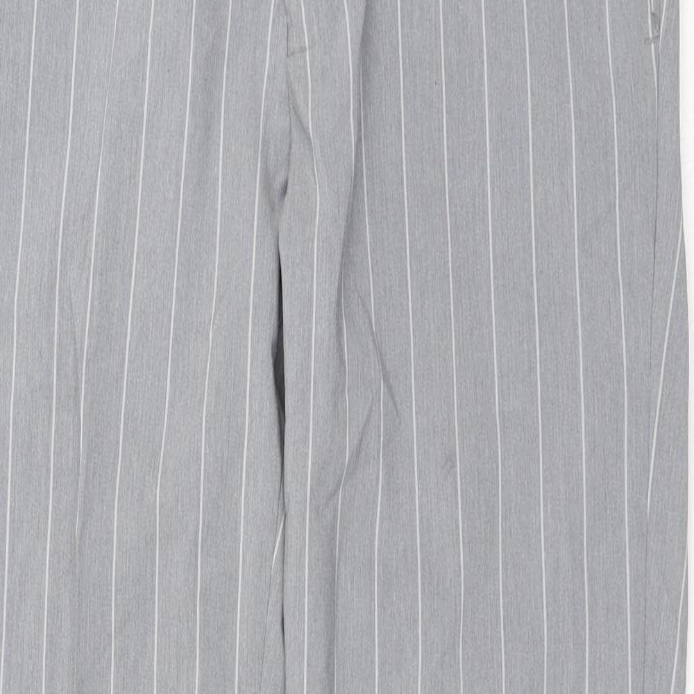 ASOS Mens Grey Striped Polyester Trousers Size 28 in L32 in Regular Hook & Eye