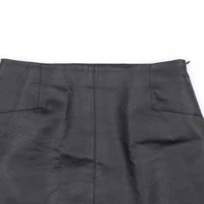 Primark Womens Black Polyurethane A-Line Skirt Size 8 Zip