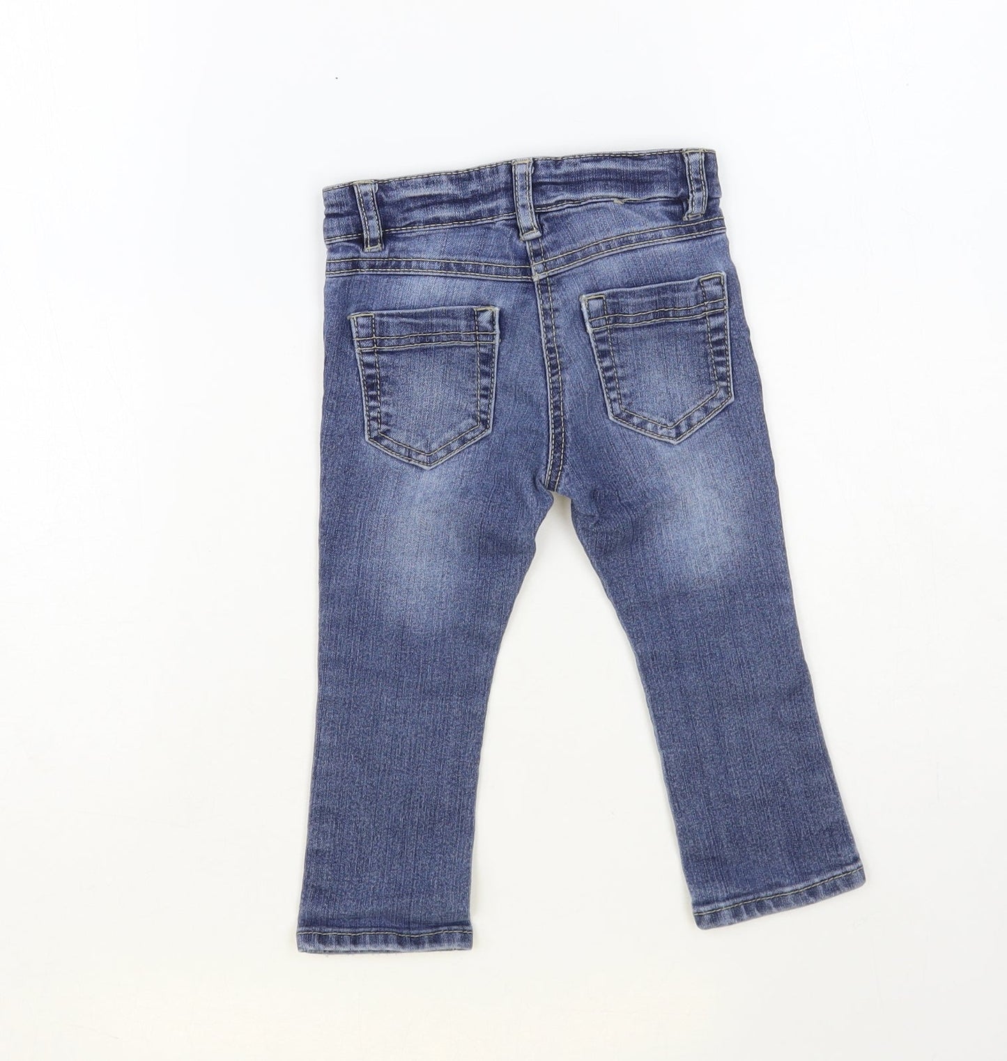 Benetton Boys Blue Cotton Straight Jeans Size 2 Years Regular Button