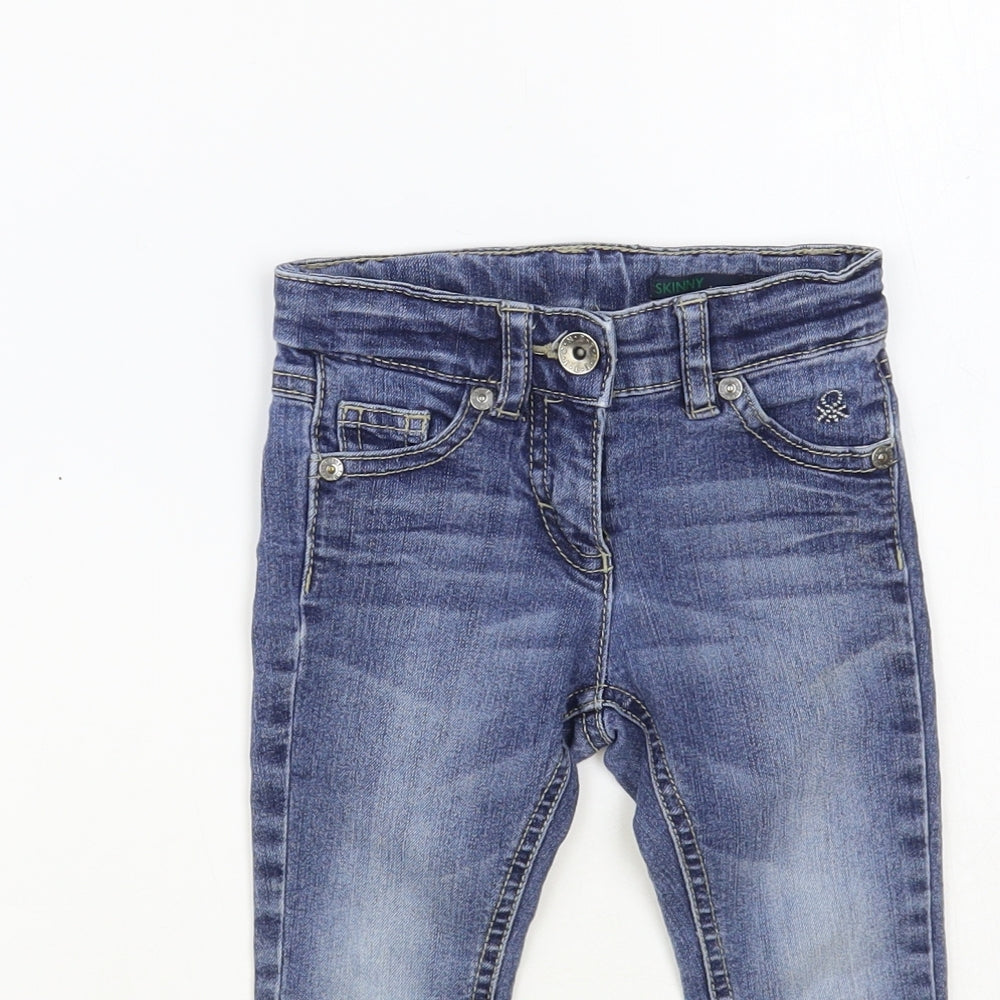 Benetton Boys Blue Cotton Straight Jeans Size 2 Years Regular Button