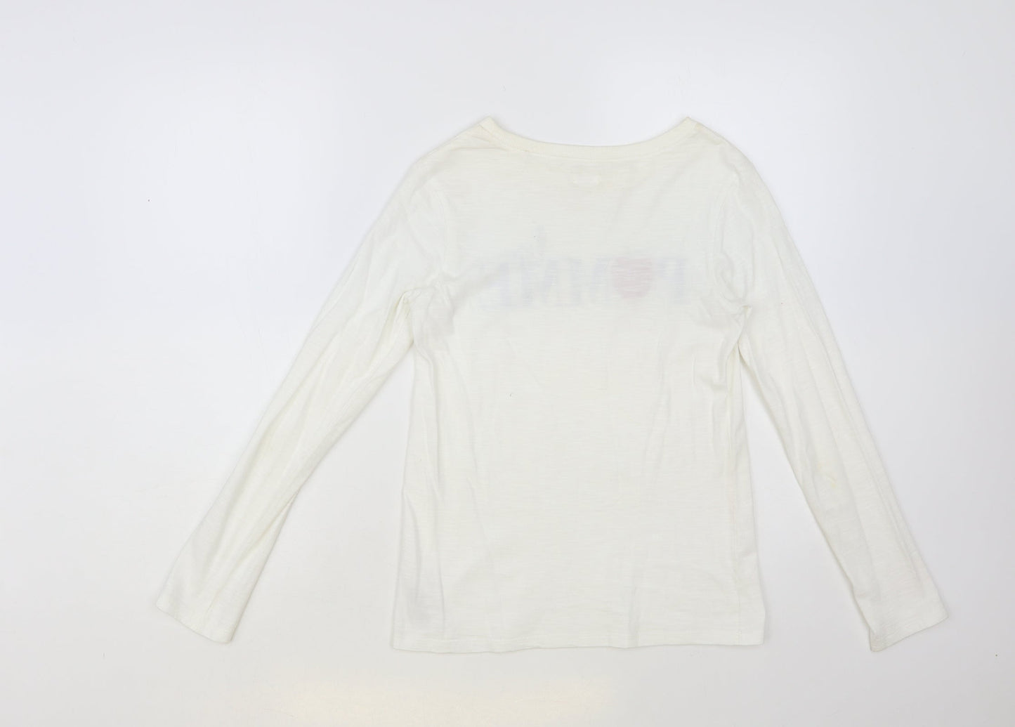 NEXT Girls White Cotton Pullover T-Shirt Size 12 Years Crew Neck Pullover - La Pomme