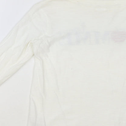NEXT Girls White Cotton Pullover T-Shirt Size 12 Years Crew Neck Pullover - La Pomme