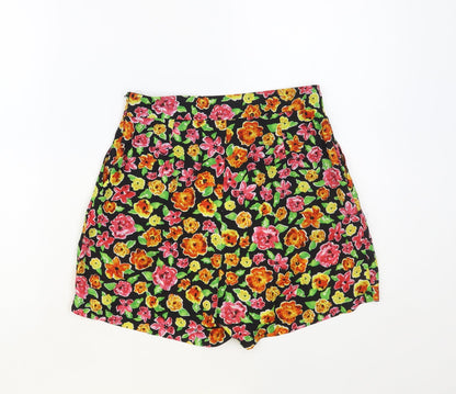 Savida Womens Multicoloured Floral Polyester Bermuda Shorts Size S L4 in Regular Zip
