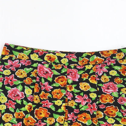 Savida Womens Multicoloured Floral Polyester Bermuda Shorts Size S L4 in Regular Zip