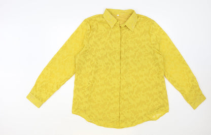 Womens UK Size L Preworn Yellow Basic Button-Up
