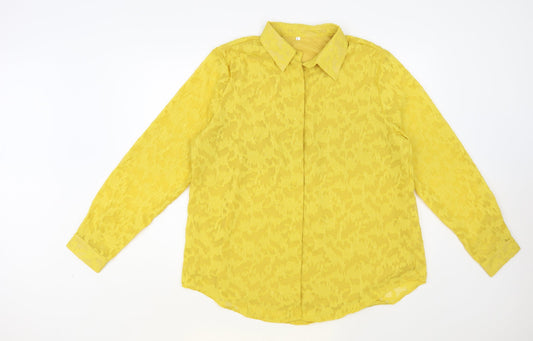 Womens UK Size L Preworn Yellow Basic Button-Up