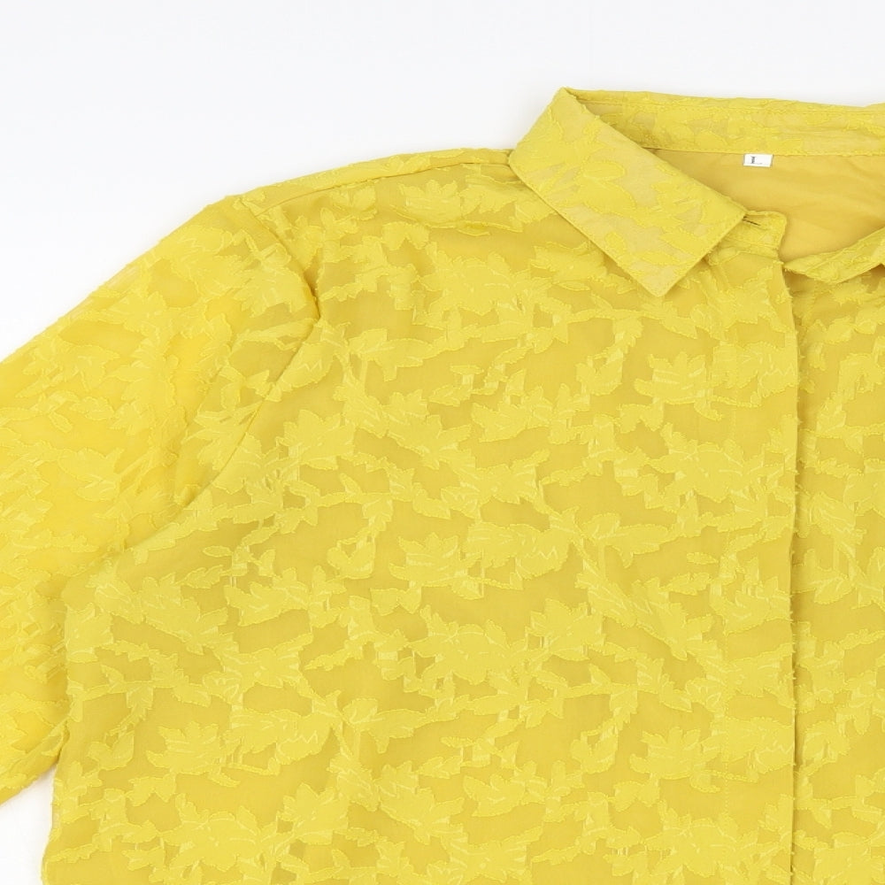 Womens UK Size L Preworn Yellow Basic Button-Up