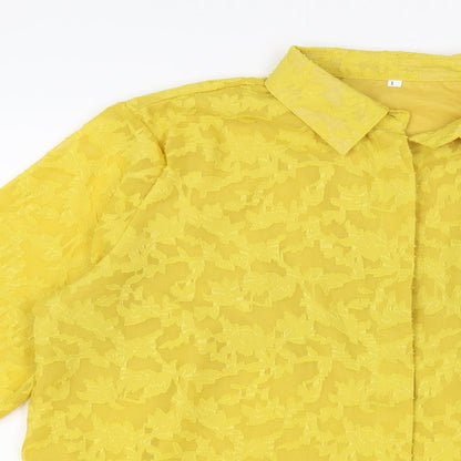 Womens UK Size L Preworn Yellow Basic Button-Up
