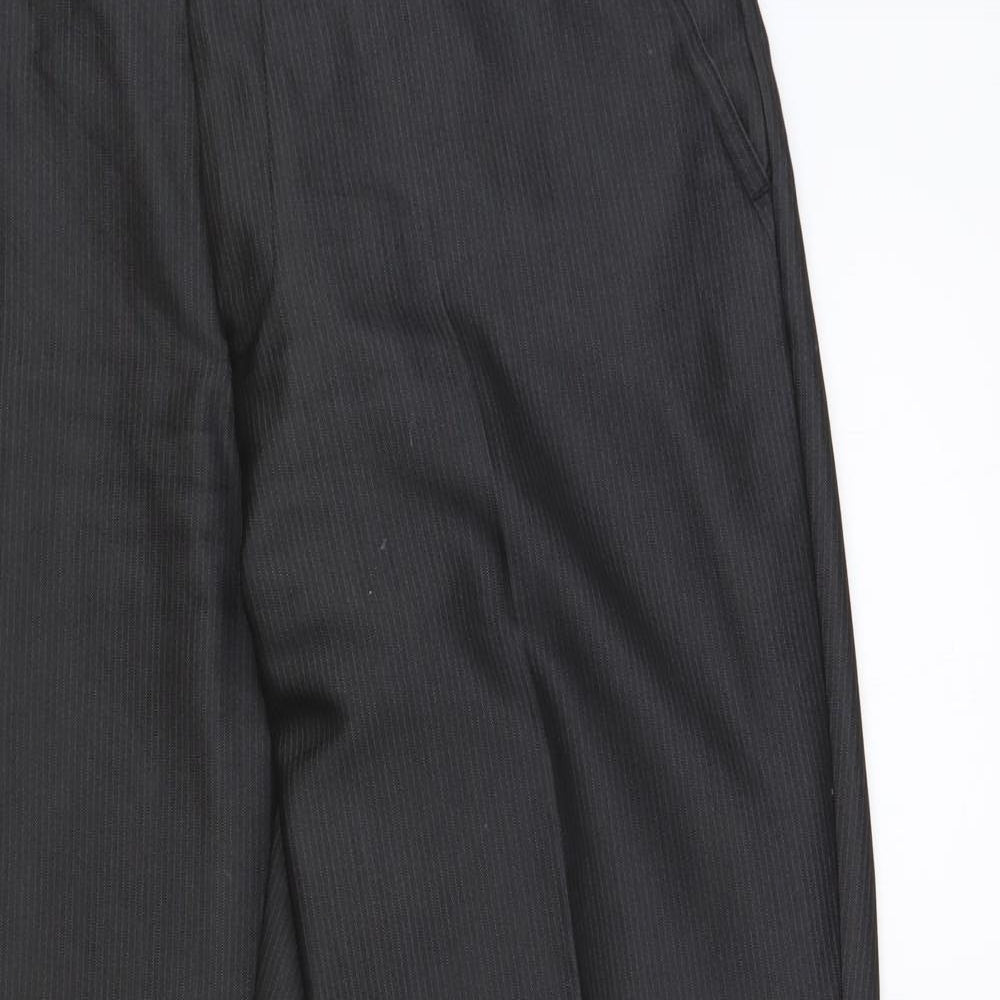 NEXT Mens Grey Striped Polyester Trousers Size 34 in L29 in Regular Button