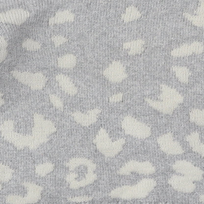Market & Spruce Womens Grey Round Neck Animal Print Viscose Pullover Jumper Size S