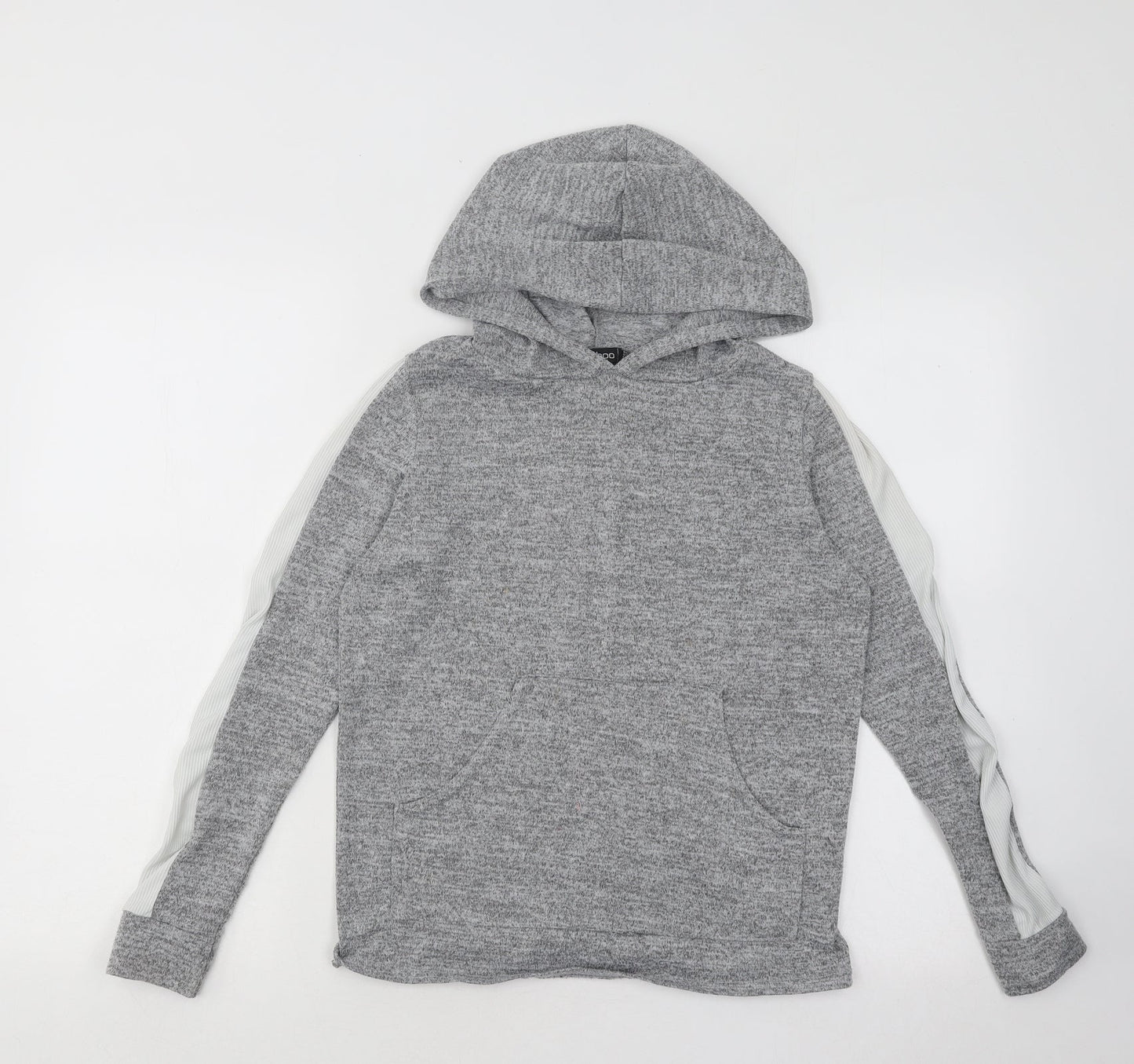 Boohoo Womens Grey Acrylic Pullover Hoodie Size 6 Pullover