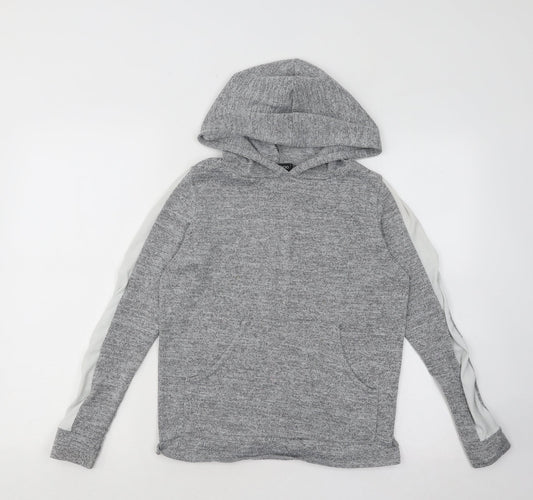 Boohoo Womens Grey Acrylic Pullover Hoodie Size 6 Pullover