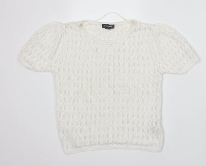 Primark Womens White Round Neck Viscose Pullover Jumper Size XS