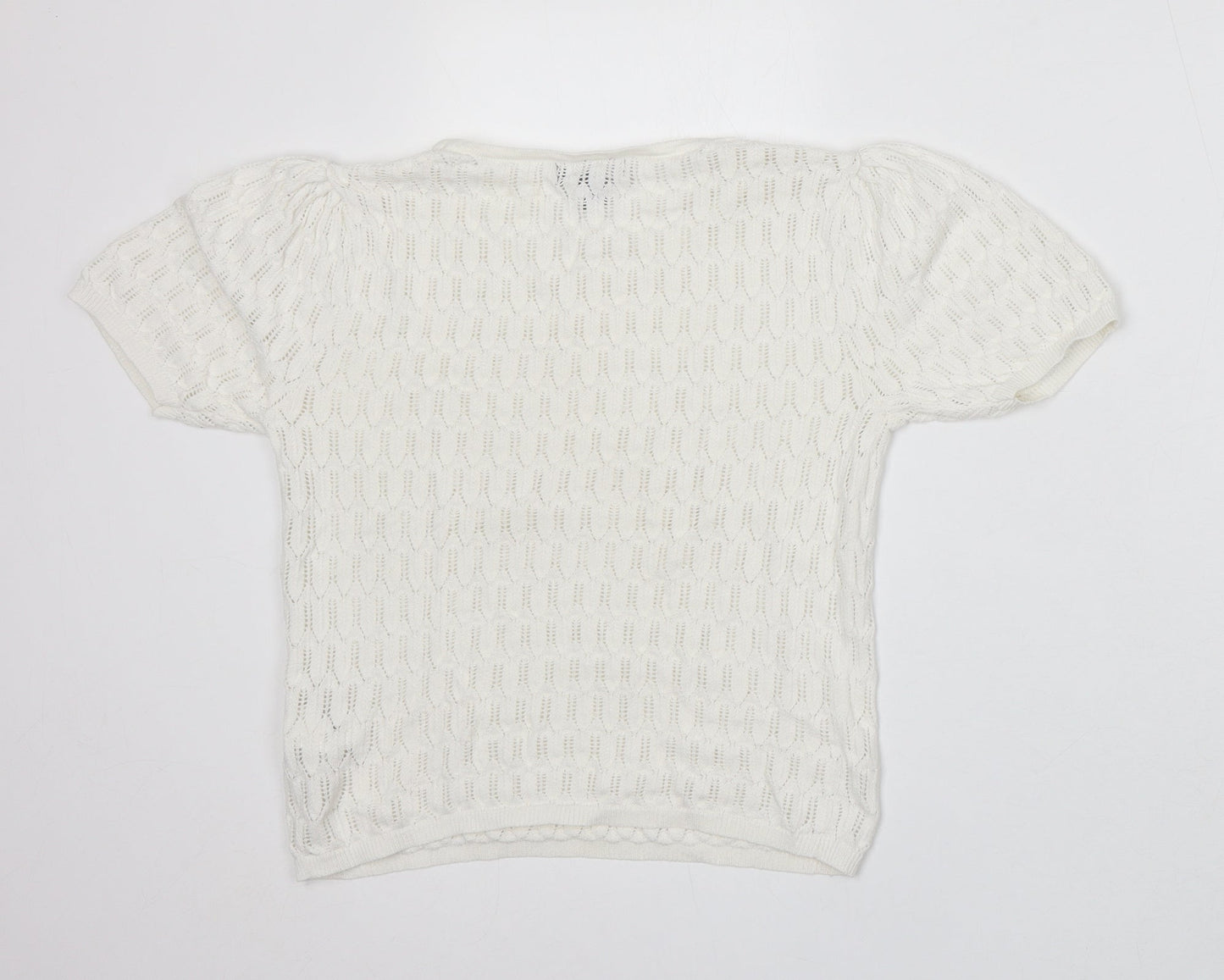 Primark Womens White Round Neck Viscose Pullover Jumper Size XS