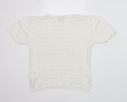 Primark Womens White Round Neck Viscose Pullover Jumper Size XS