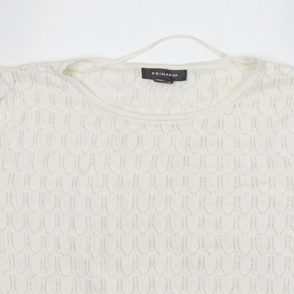 Primark Womens White Round Neck Viscose Pullover Jumper Size XS