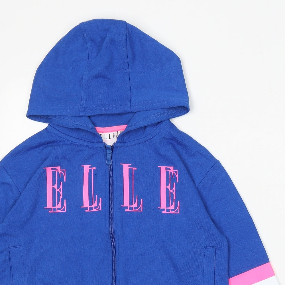 ELLE Boys Blue Cotton Full Zip Hoodie Size 10-11 Years Zip