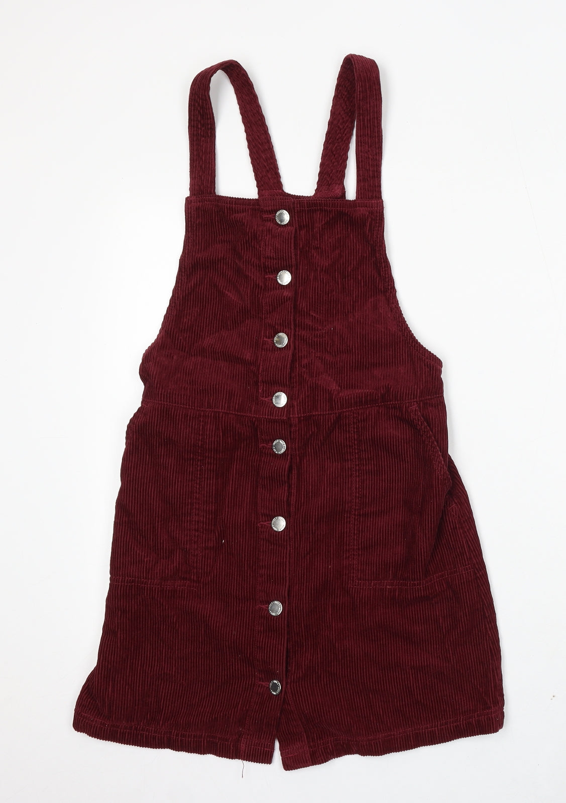 Miss Selfridge Womens Red Cotton Dungaree One-Piece Size 6 Button