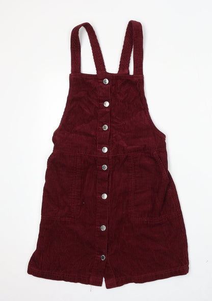 Miss Selfridge Womens Red Cotton Dungaree One-Piece Size 6 Button