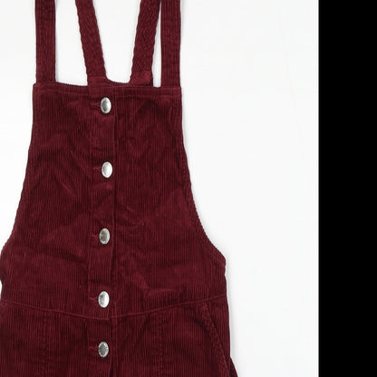 Miss Selfridge Womens Red Cotton Dungaree One-Piece Size 6 Button