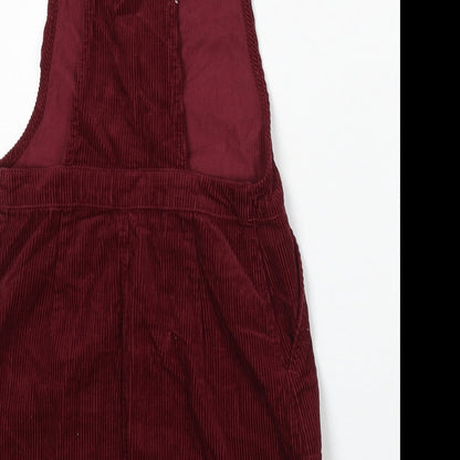 Miss Selfridge Womens Red Cotton Dungaree One-Piece Size 6 Button