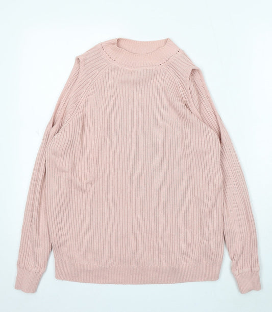 Womens UK Size M Divided Pink Pullover Jumper