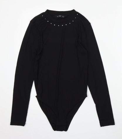 F&F Womens Black Polyester Playsuit One-Piece Size 8 Snap
