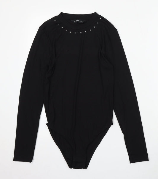 F&F Womens Black Polyester Playsuit One-Piece Size 8 Snap