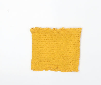 Candy Couture Girls Yellow Cotton Basic Tank Size 16 Years Square Neck