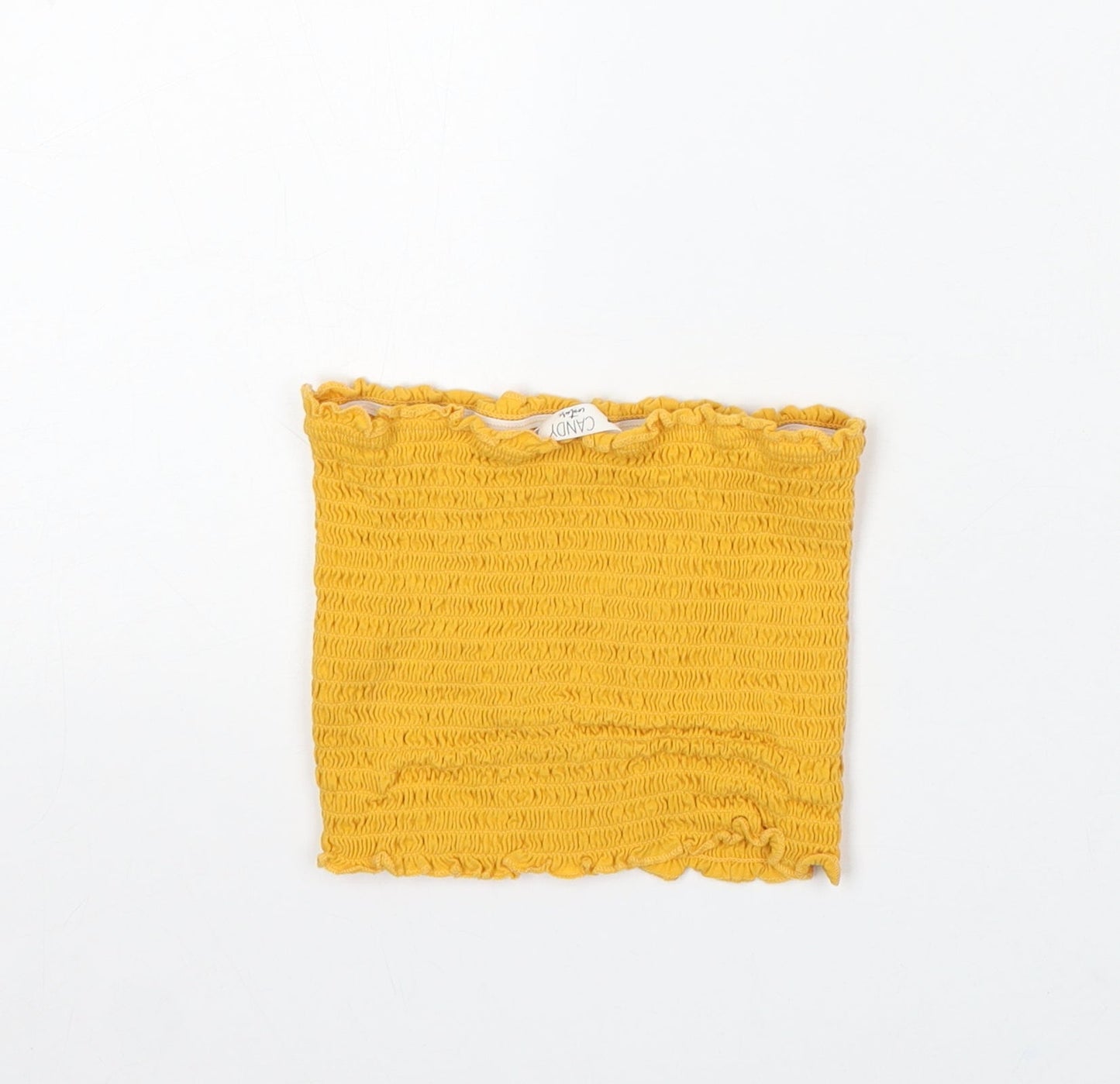 Candy Couture Girls Yellow Cotton Basic Tank Size 16 Years Square Neck