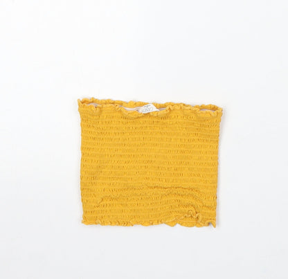 Candy Couture Girls Yellow Cotton Basic Tank Size 16 Years Square Neck